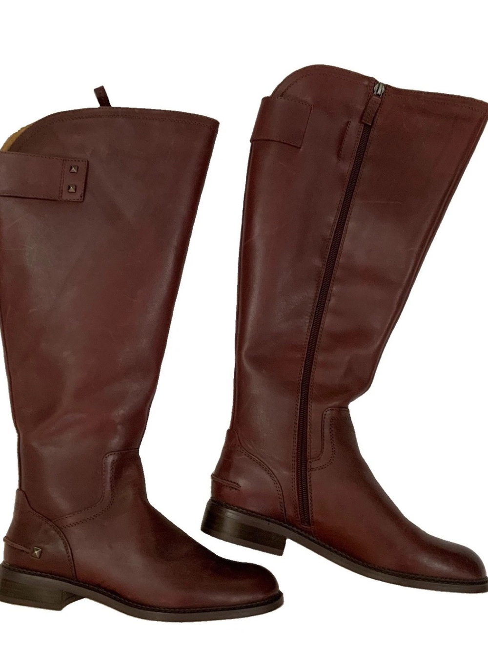 Franco Sarto Women’s Henrietta Tall Boot Leather Low Heel Burgundy 6.5 M New